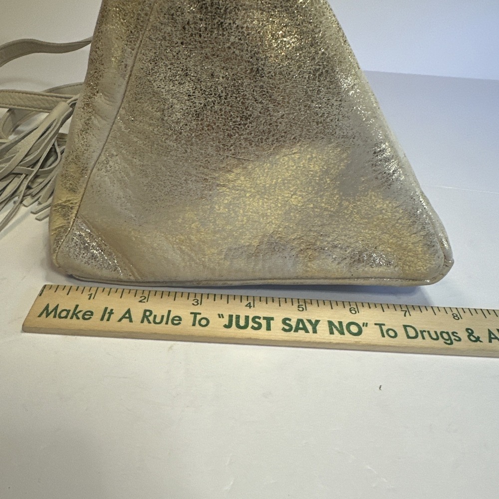 HOBO Original Metallic Gold Triangle Crossbody Bucket Bag - Picture 8 of 9